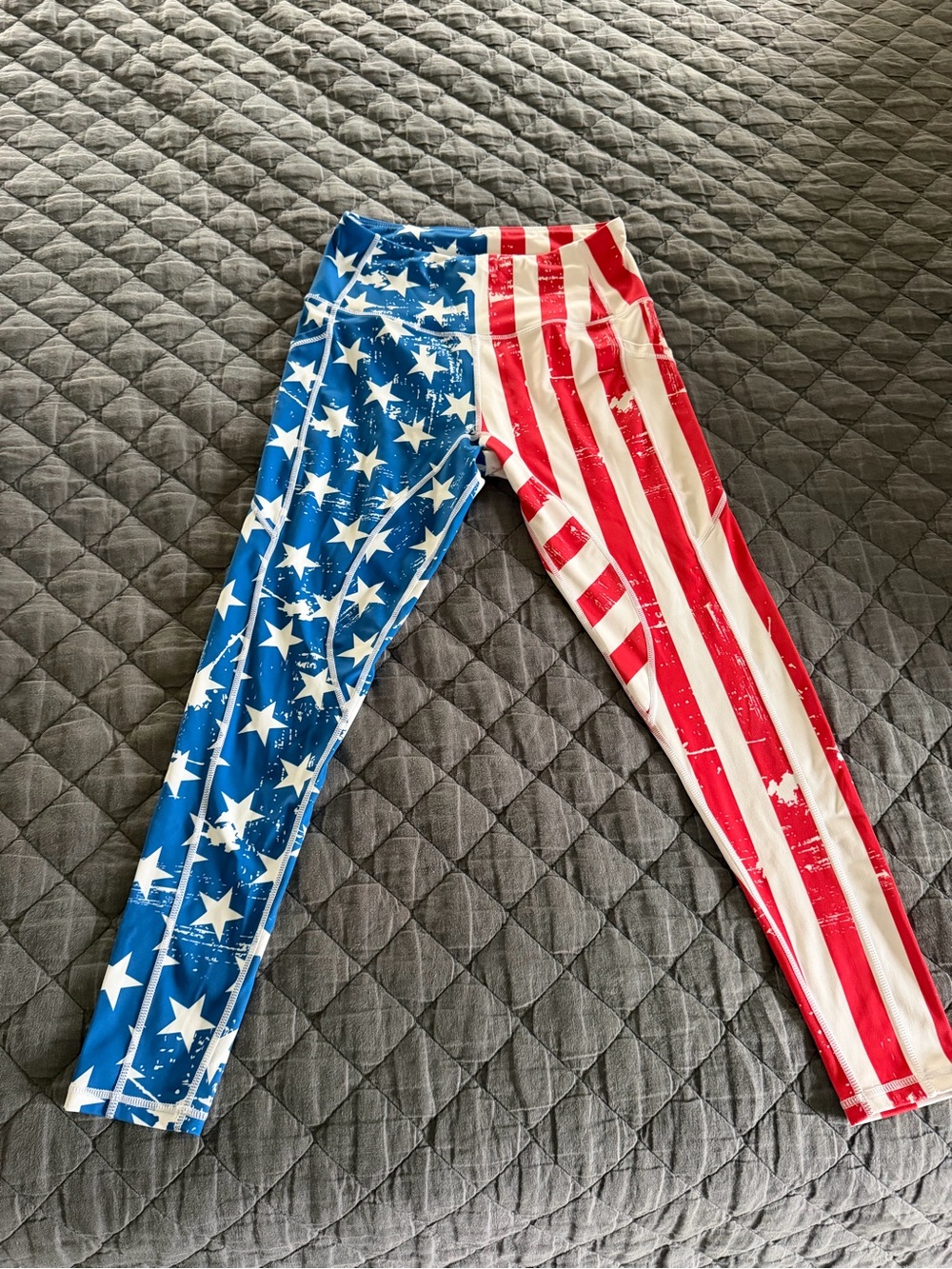 Patriotic Stars & Stripes Leggings - Red, White & Blue, size small